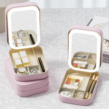 Portable Makeup Case with LED Mirror