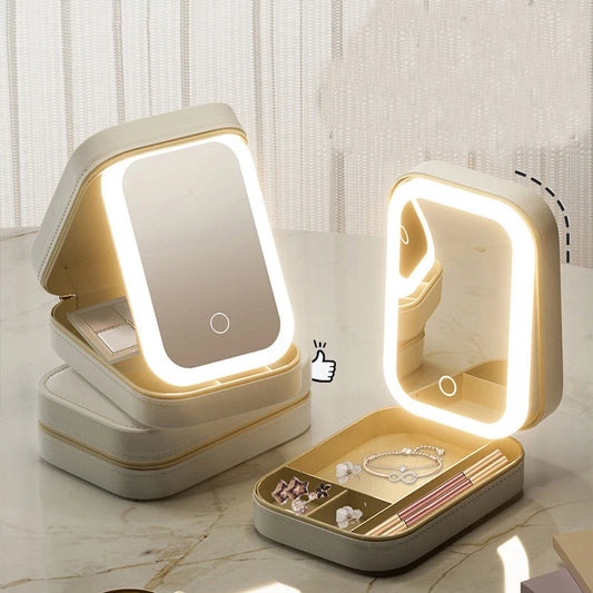 Portable Makeup Case with LED Mirror